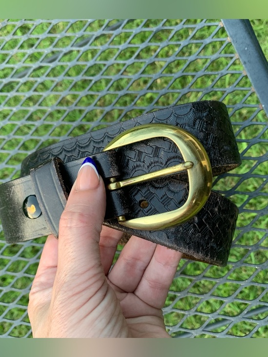 Safariland Unisex Black Leather Belt with Gold Solid Brass Buckle main image 7